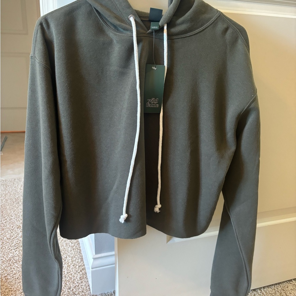 wild fable Olive Green Cropped Hoodie Sweater